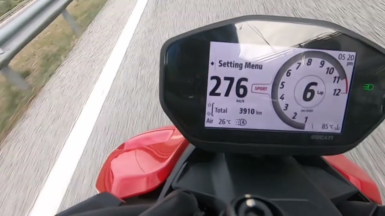 Ducati Streetfighter V2 Acceleration - Top speed