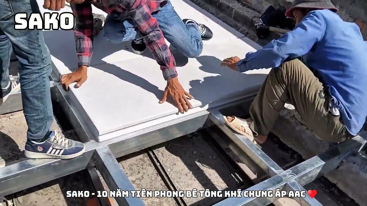 Thực tế lót sàn bê tông nhẹ AAC lõi thép ra sao tại công trình | #sako #Sàn_bê_tông 0926 422 422