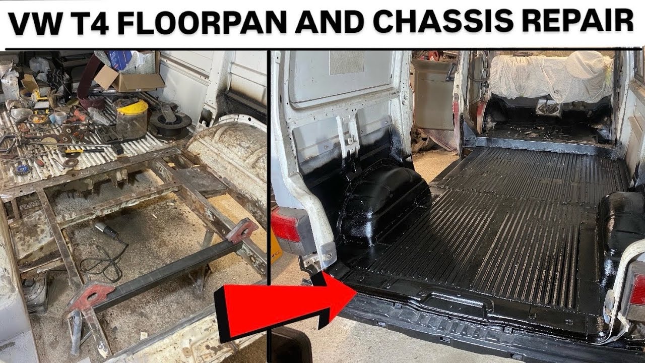 VW T4 very RUSTY floorpan and chassis repair