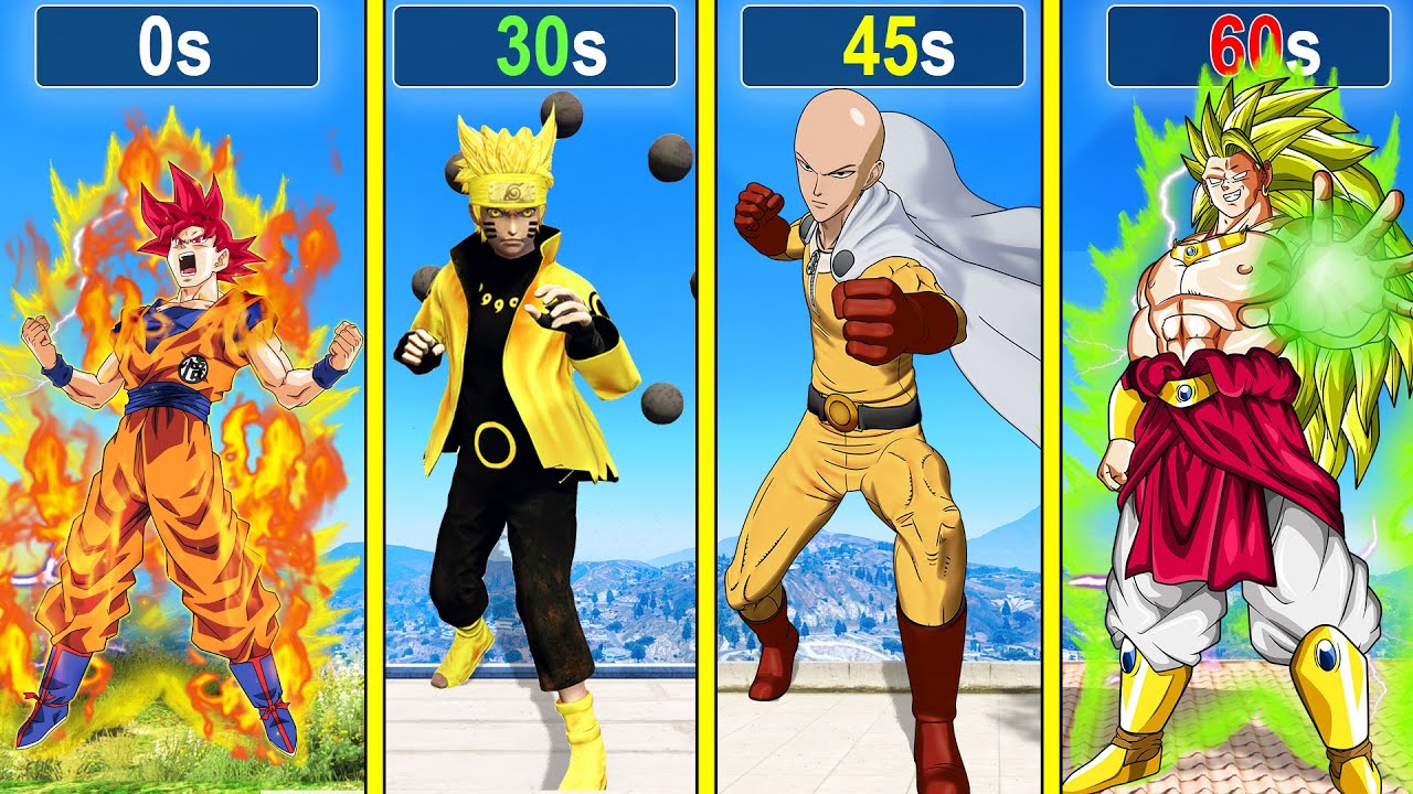 Every 60 SECONDS ONE ANIME CHARACTER in GTA 5.....!
