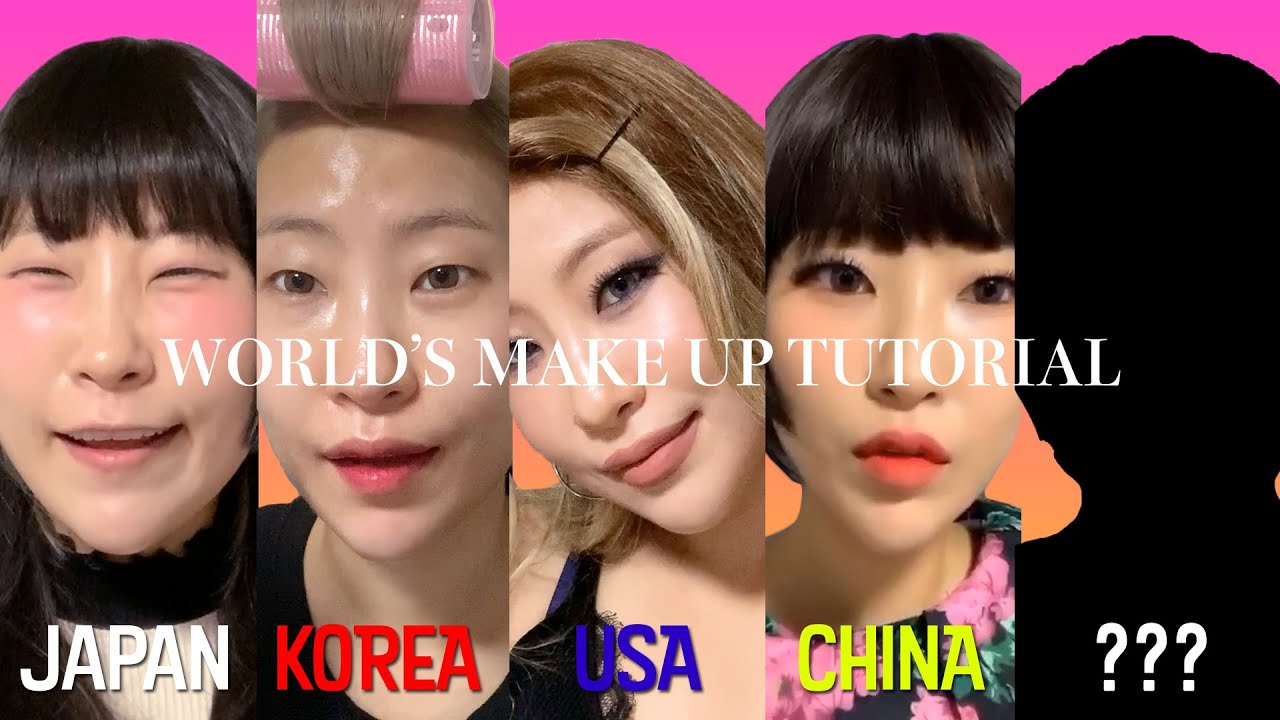 ENG)【あるある】世界のメイクアップチュートリアルYouTuber【5か国】 makeup tutorial in 5 countries