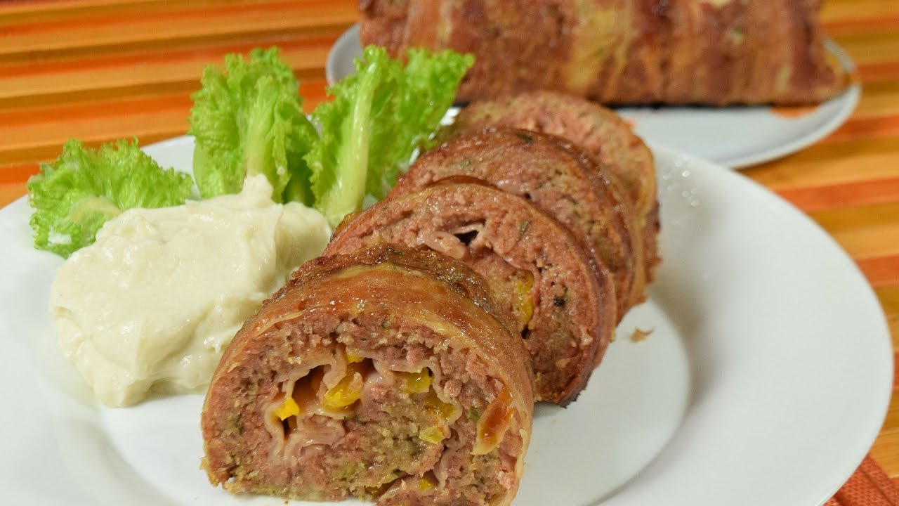 Rollo de carne molida con tocino | Cocinando con angel