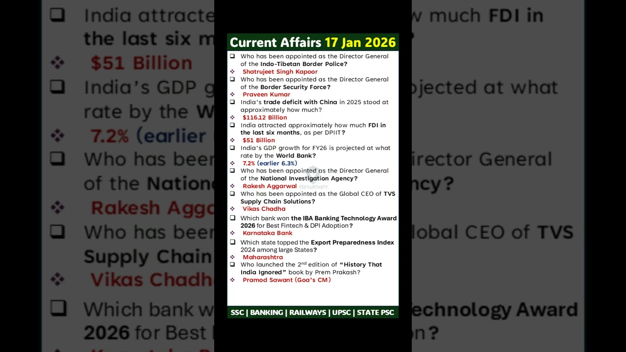 17 January Current Affairs ( English) 