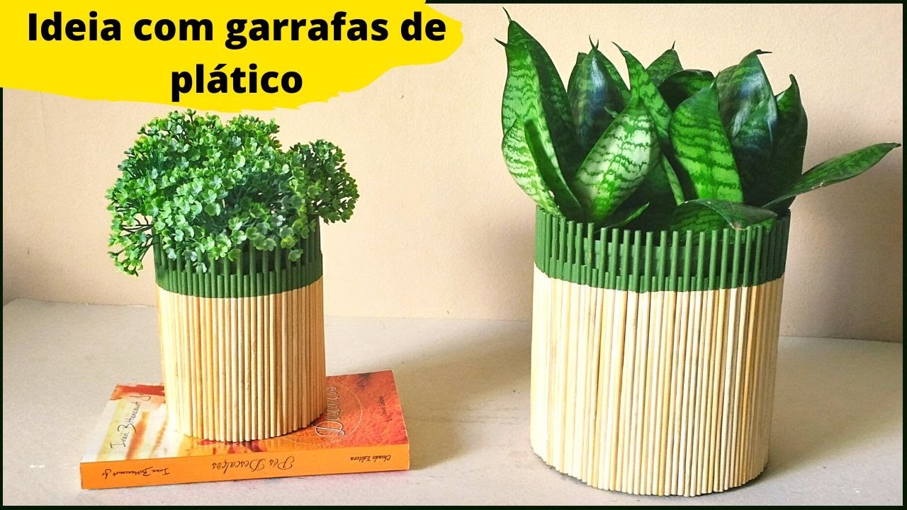 DIY | IDEIA DE DECORAÇÃO COM GARRAFAS DE PLÁSTICO E PALITOS DE CHURRASCO