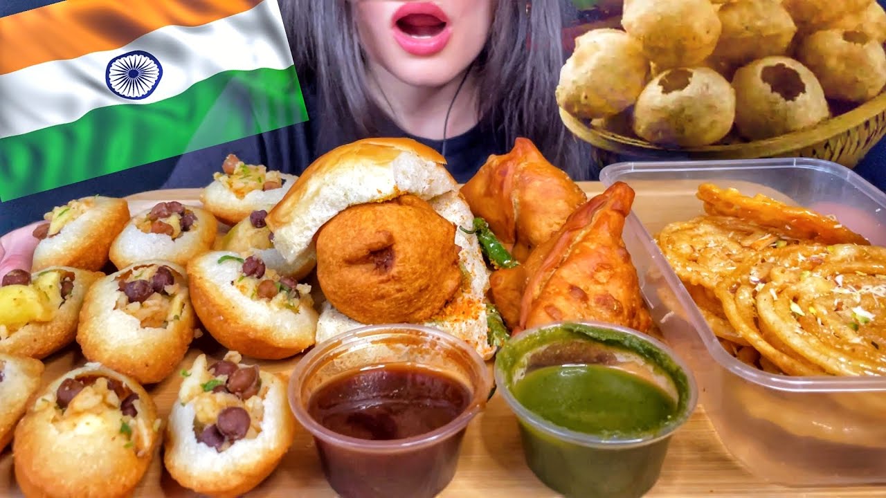 ASMR INDIAN STREET FOOD MUKBANG (No Talking) EATING PANI PURI, VADA PAV, SAMOSA, JALEBI
