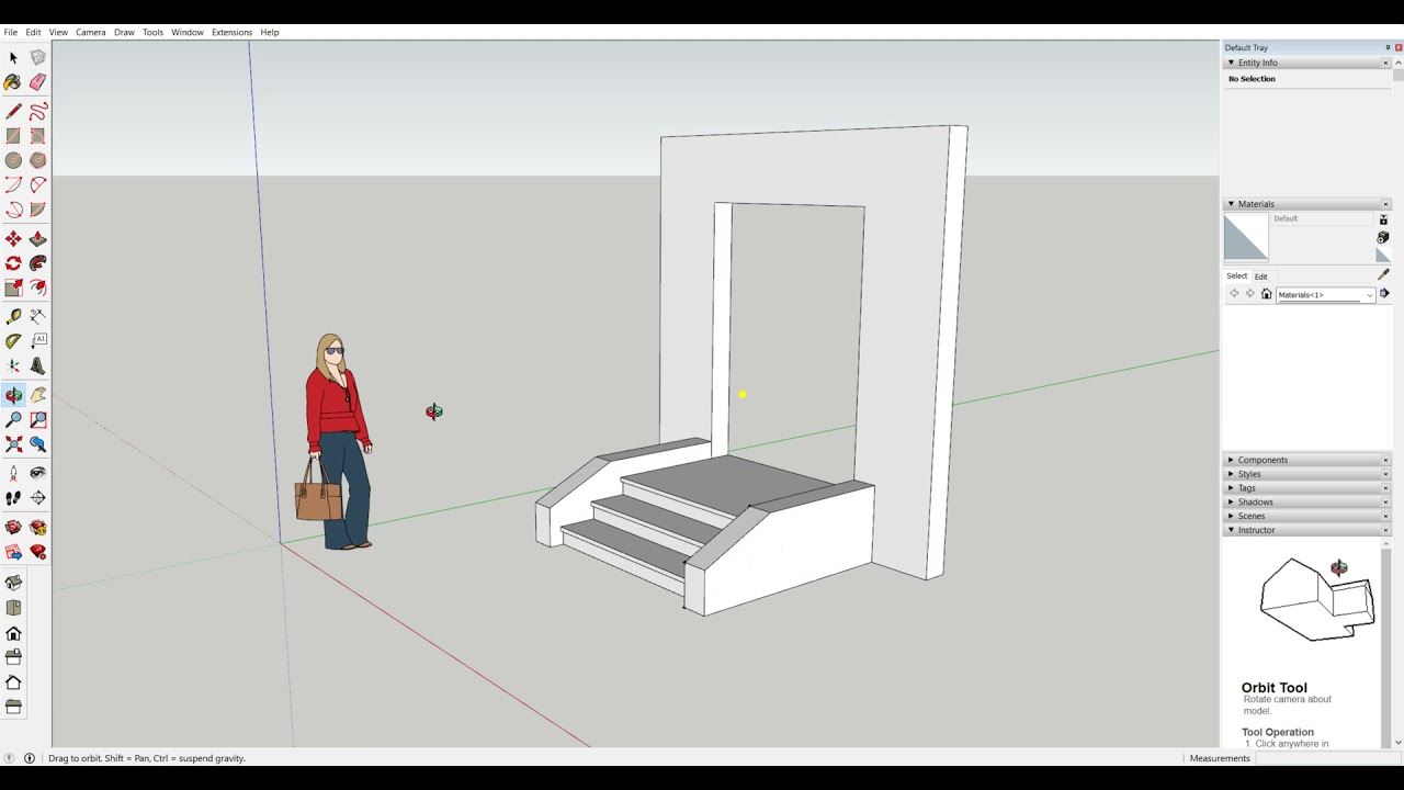 Sketchup-Buổi1- Giao diện- Line-Pushpull-Erase-làm mô hình lối vào nhà