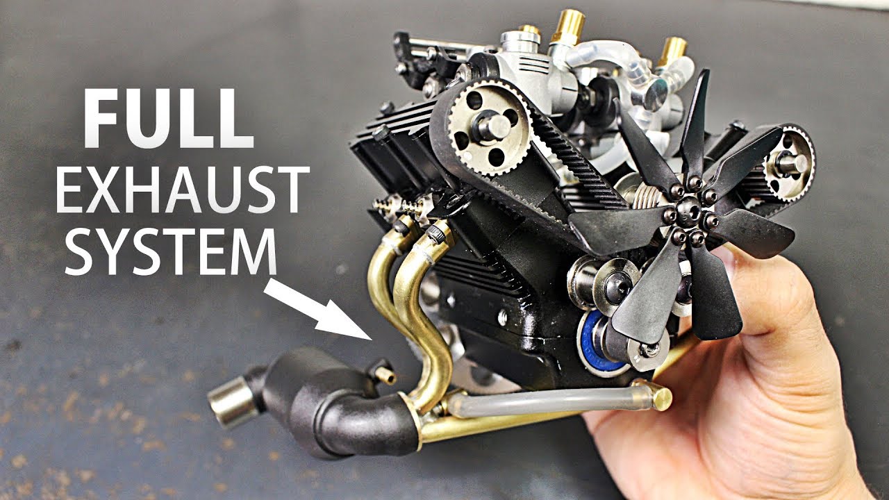 Full Handmade Exhaust System for the Micro V4 Engine!