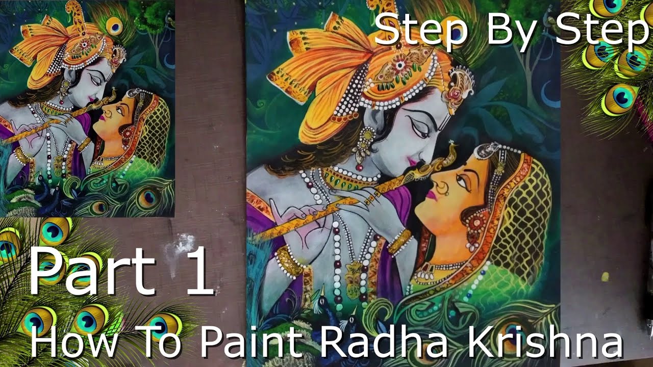 Radha Krishna Painting Using Acrylic colours , Part 1, Step By Step Tutorial , Abstract Painting
