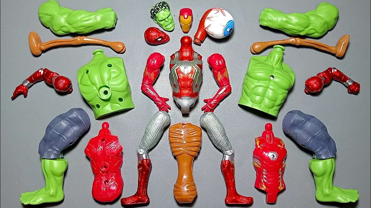 Игрушки Мстителей: Человек-паук, Халк Смаш, Сиреноголовый, Железный человек от Marvel.