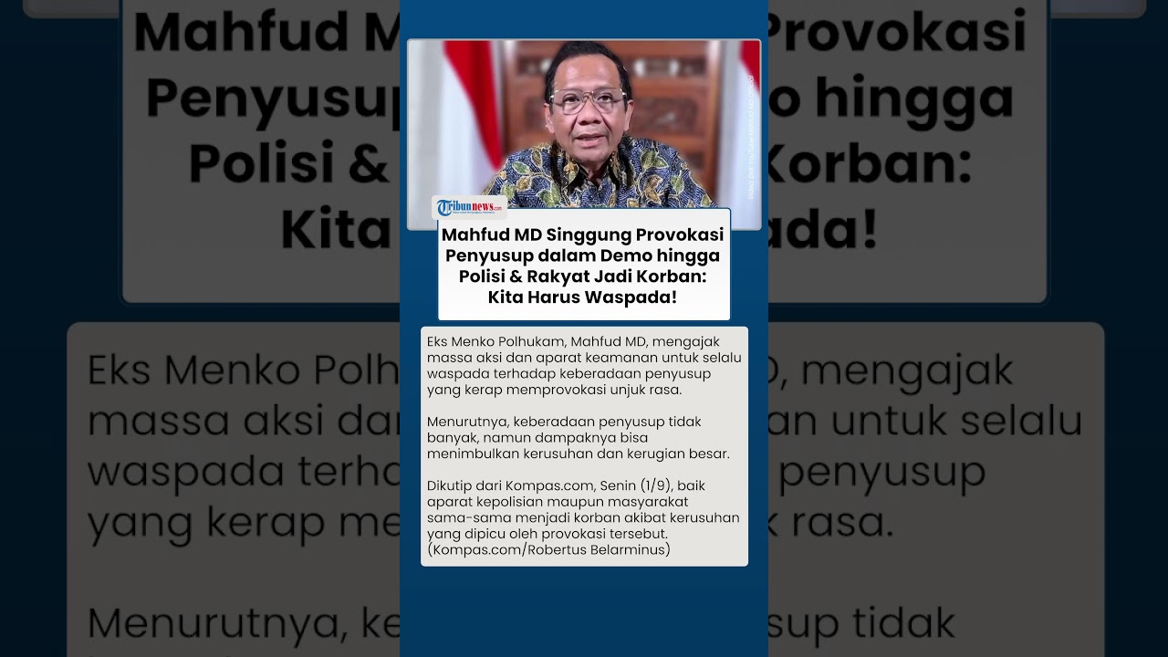 Mahfud MD Sentil Provokasi Penyusup Aksi Demo Ricuh, Sebut Polisi & Rakyat  Sama-sama Jadi Korban