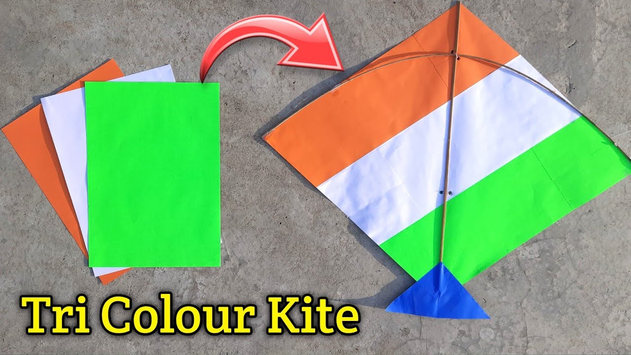 How to make Tricolour kite,tiranga patang kese banate hai,flying try colour kite