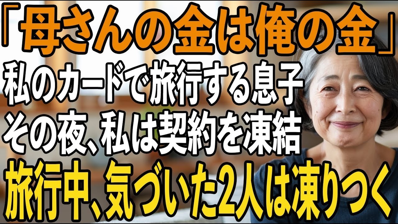 「母さんの金は俺の金」勝手に私のクレジットカードで新婚旅行する息子夫婦。その夜、私は契約を凍結→旅行中、気づいた2人は凍りつく【シニアライフ】【60代以上の方へ】