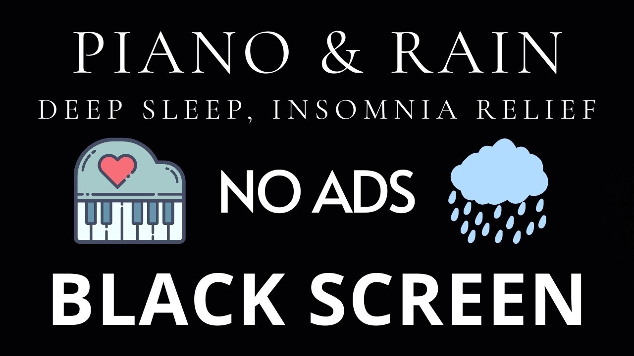 Night Calm Piano Ambience 🌙 Soothing Sleep Music | Relaxing Dark Screen Piano for Deep Sleeping