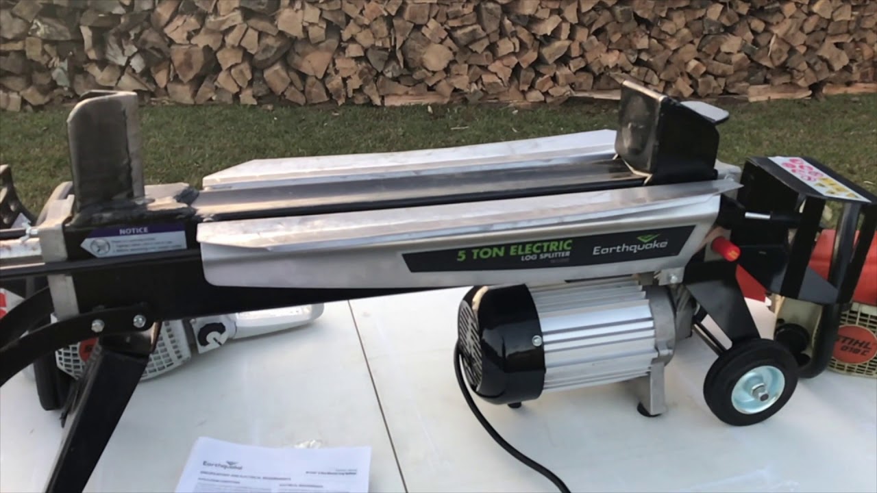 Earthquake Electric  log splitter review and demo.