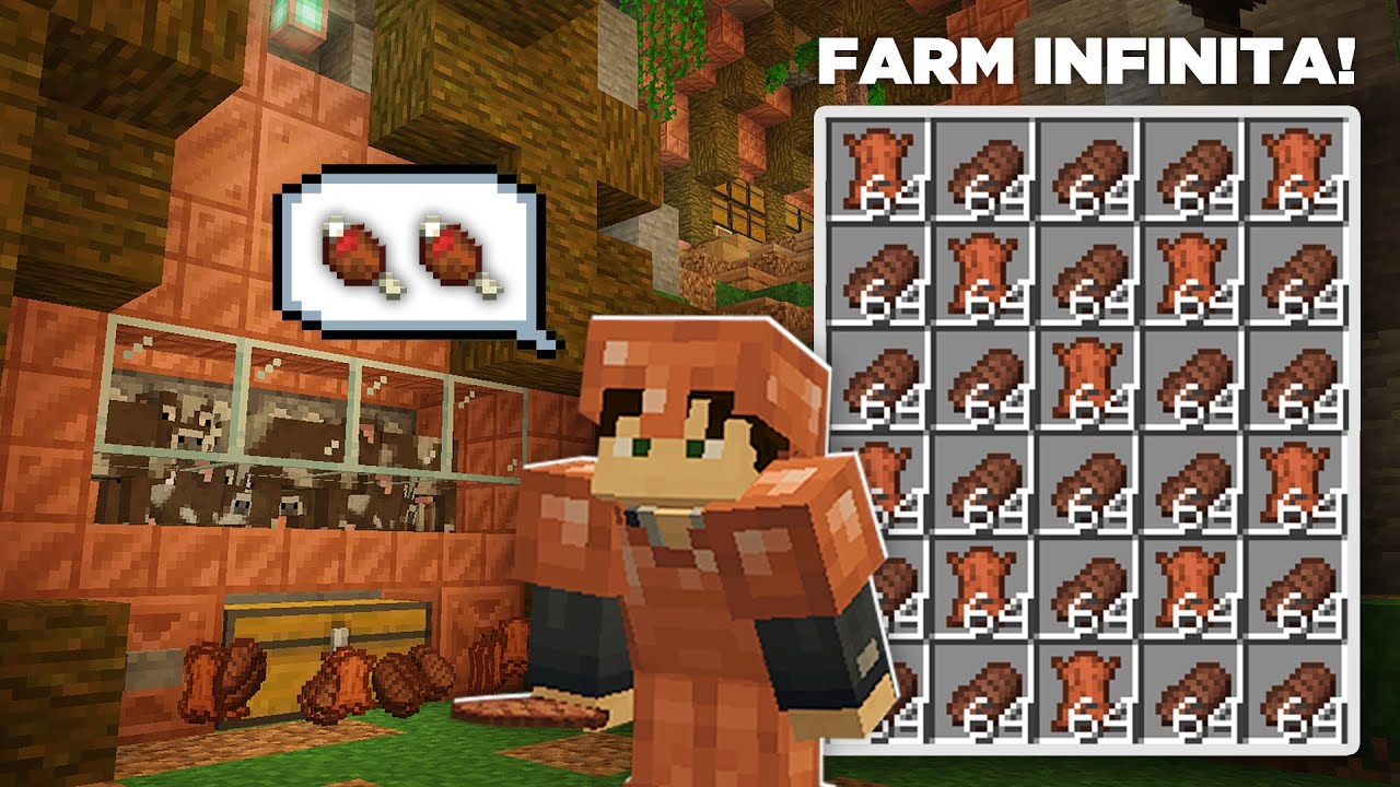 FARM DE COMIDA MAIS F&Aacute;CIL PARA INICIANTE (CARNE INFINITA) - Minecraft Hardcore