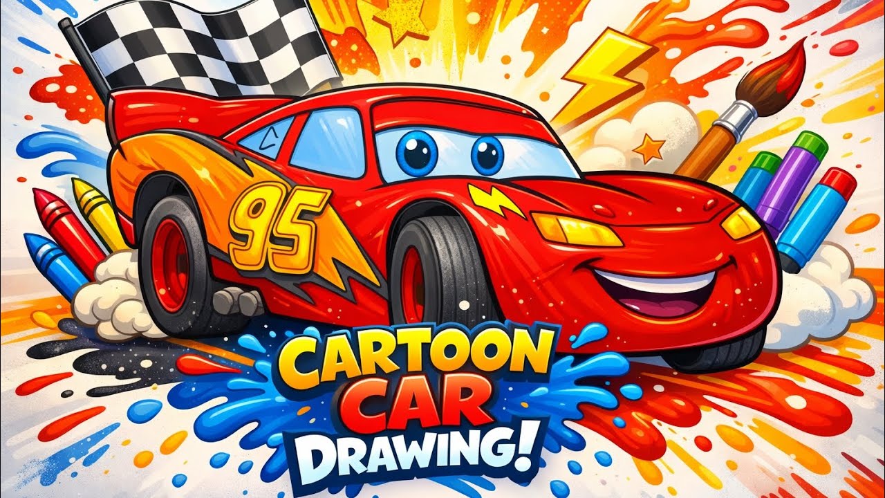 LIGHTING McQUEEN DRAWING | CARTOON CAR ART | Today My Painting Vlog 28