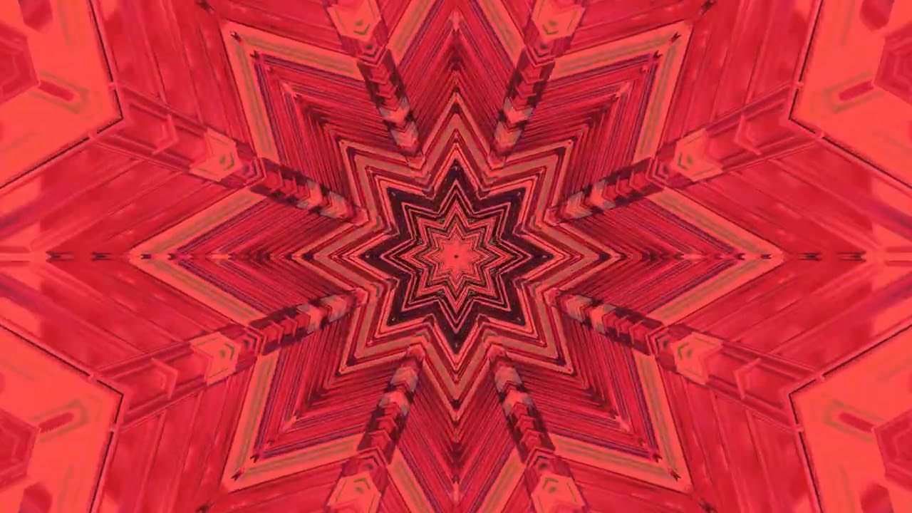 10 hours Red Neon Tunnel Star Kaleidoscope 4k uhd 60fps screensaver Vj loop