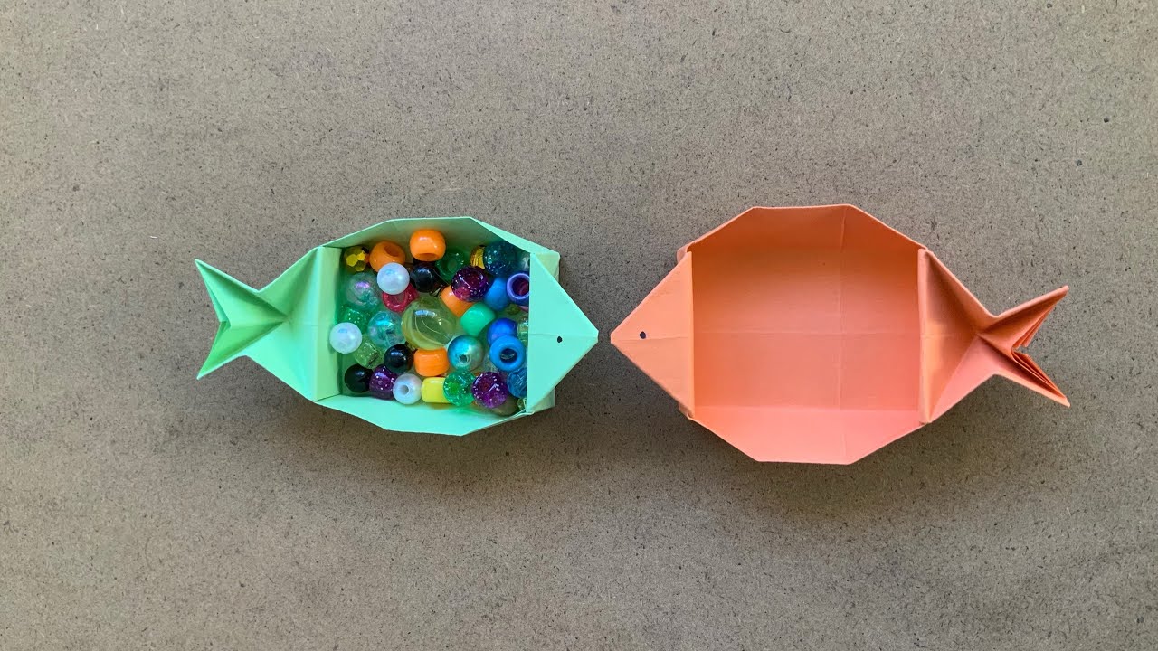 Origami Fish Container 怎麼折魚型盘子 How to make a fish container 