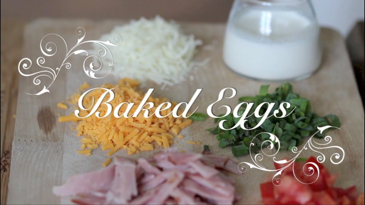 Baked Eggs in Ramekins with Ham, Cheese, Tomatoes & Chives