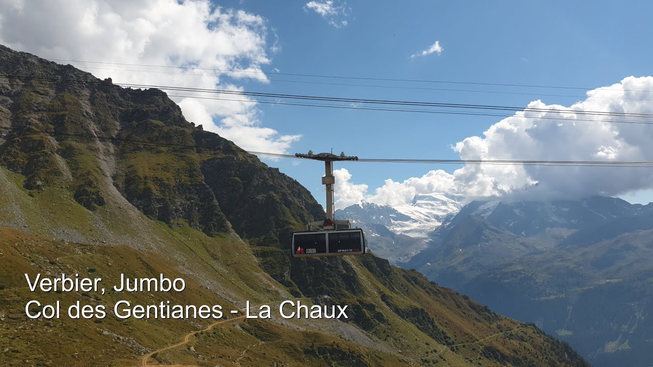 Verbier, Gondola Jumbo Col des Gentianes - La Chaux, ride cabeway with Mont Fort, Switzerland