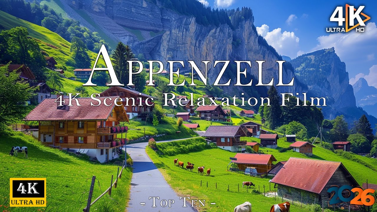 Appenzell, Switzerland 4K 🇨🇭 | Rolling Green Hills, Alpine Farms & Peaceful Countryside 2026