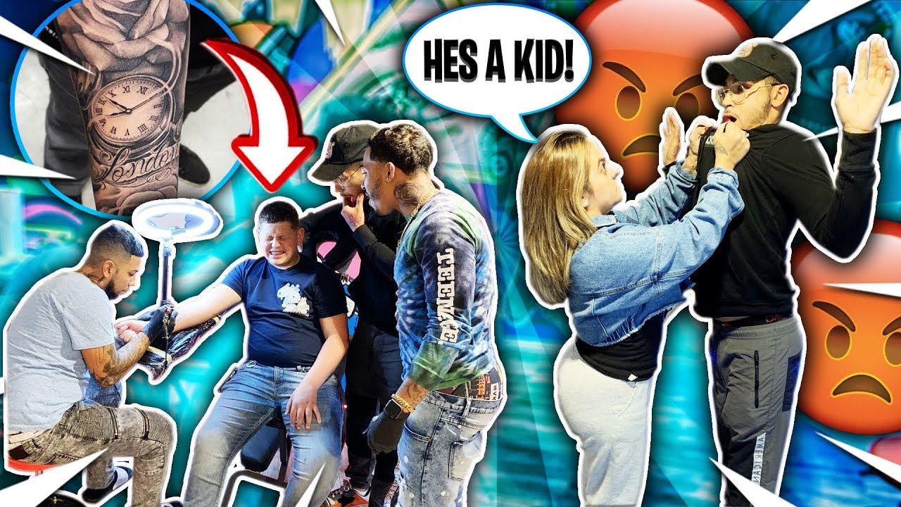 14 year old brother gets tattoo without mom's permission ! (SHE HIT ME)  | BRAAP VLOGS