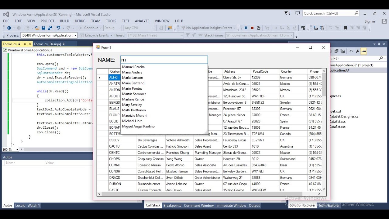 AutoComplete TextBox from Database in C#