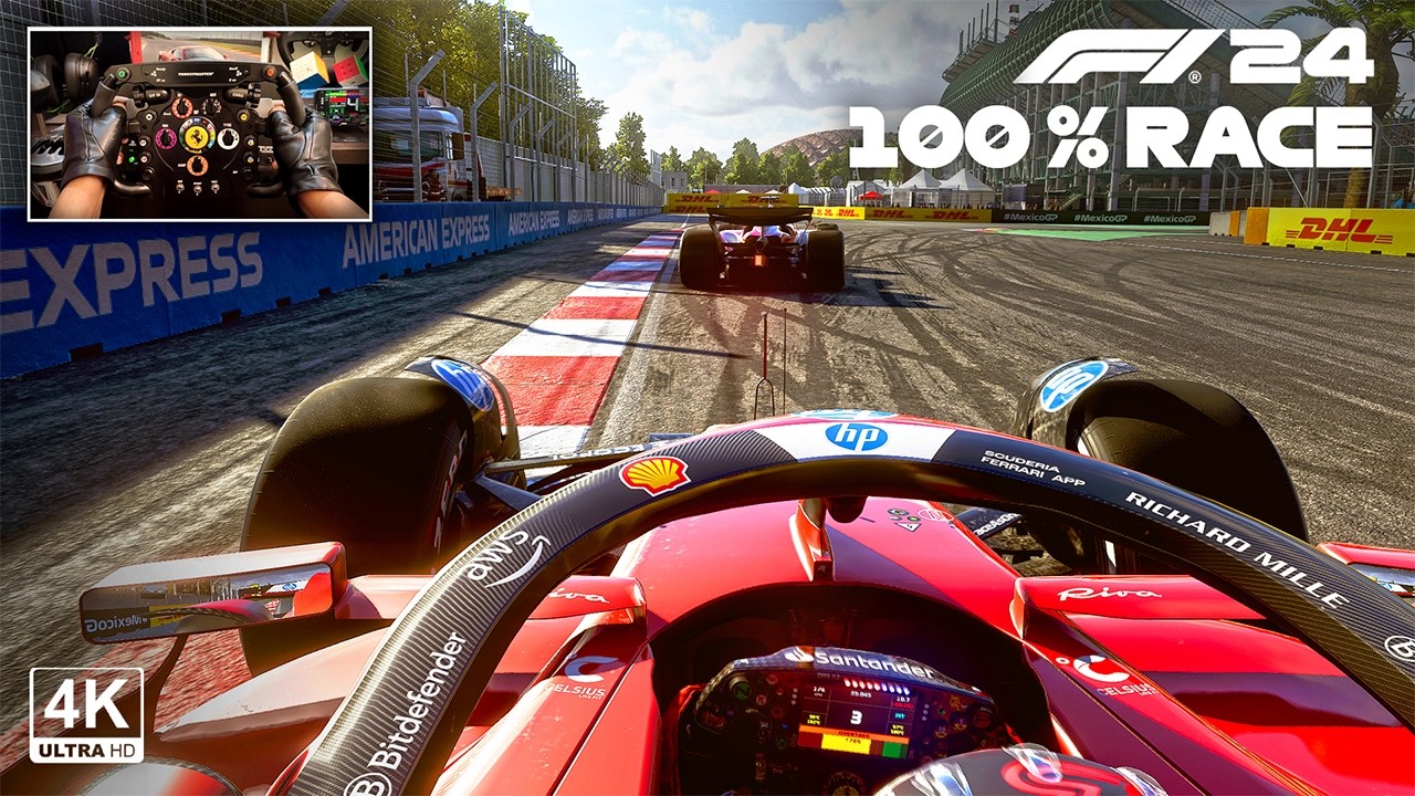 Carlos Sainz's Ferrari SF24 - F1 24 Mexico GP 100% Race | Steering Wheel Gameplay