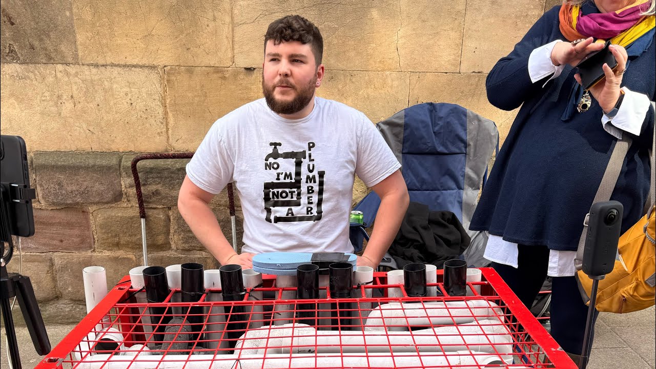 Watch This! Amazing York Street Artist Do You Recognise These Songs from The Plumber Drummer