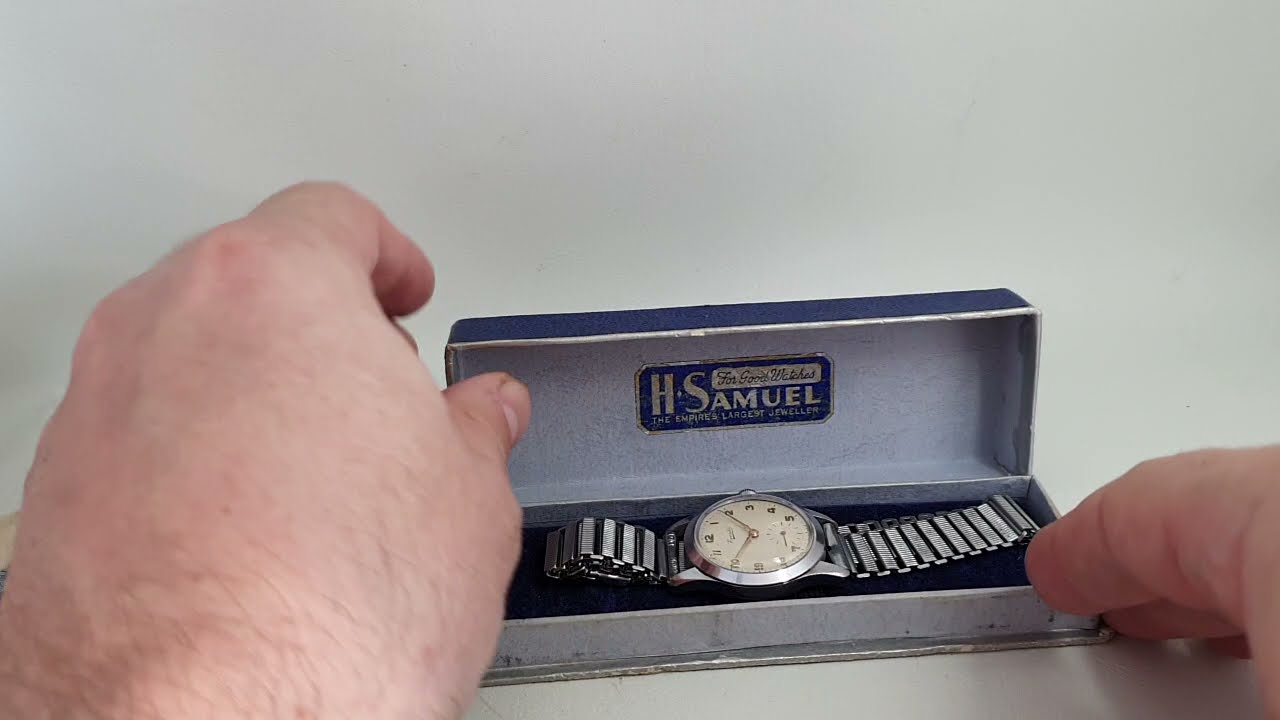 1953 Everite men's vintage watch with box and papers, on Bonklip style bracelet.