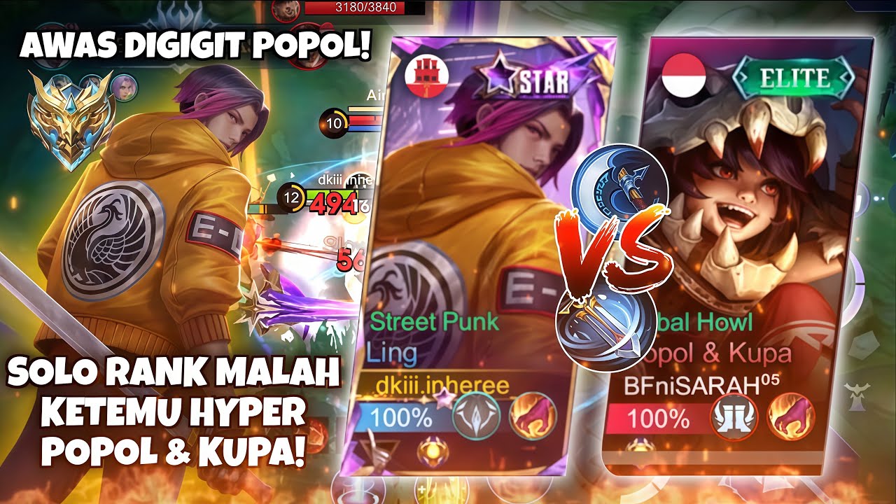 LING IS BACK! MAIN SOLO RANK KETEMU HYPER POPOL & KUPA! - MOBILE LEGENDS