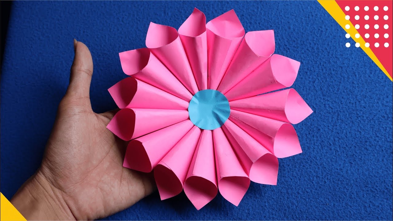 MEMBUAT HIASAN BUNGA ORIGAMI PALING MUDAH - How to make flower Origami decoration
