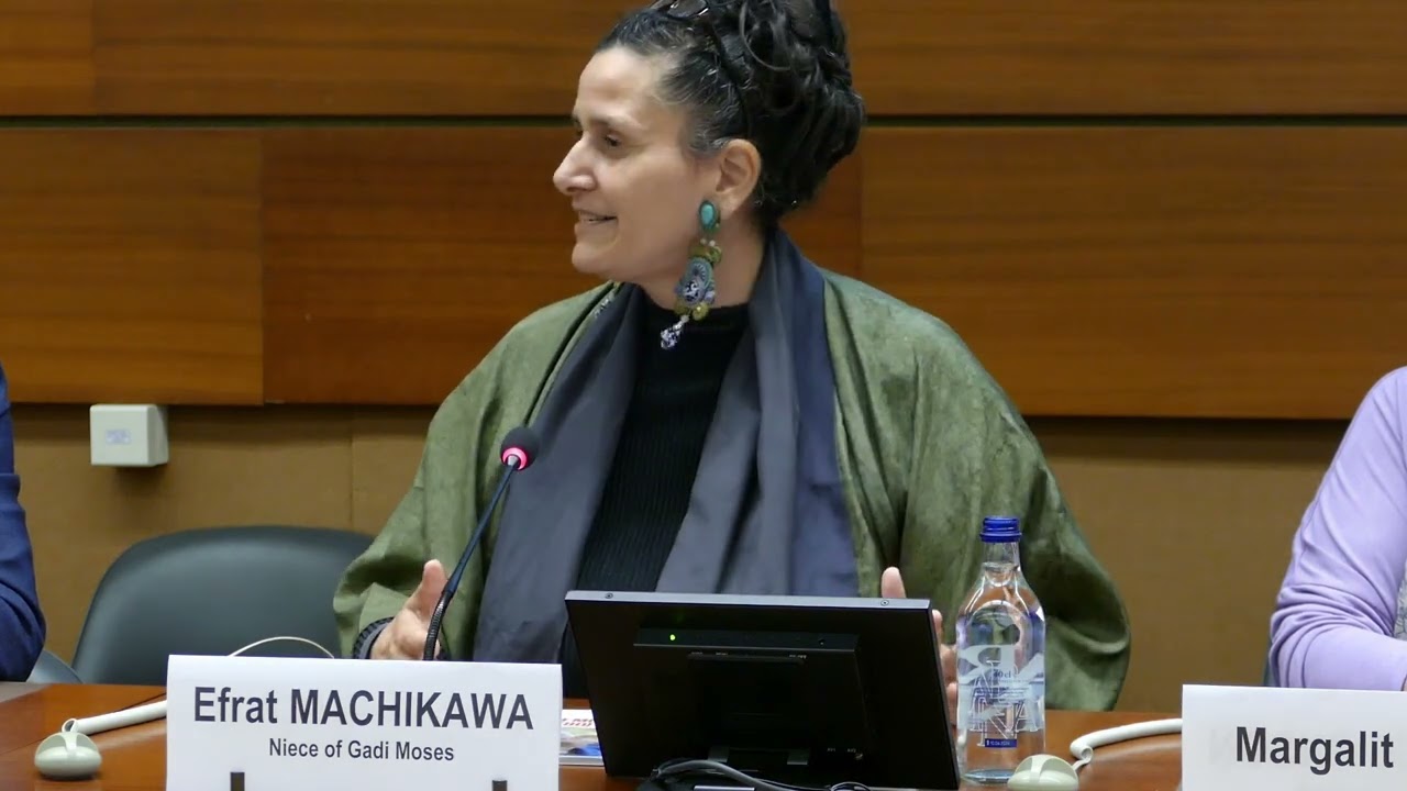 Return Hostage Margalit Moses and relatives of hostages Gadi Moses & Shay Levinson speak at the UN