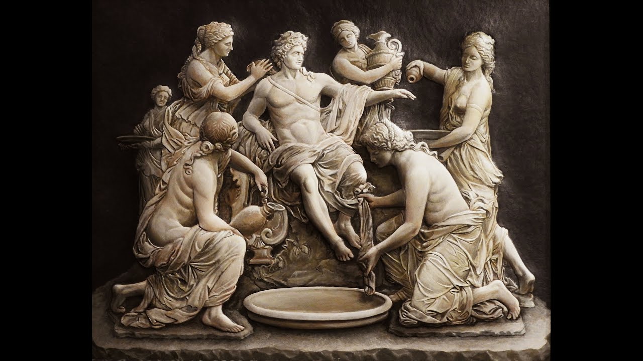 Vegetable tan. leather relief. Carving and hand painting