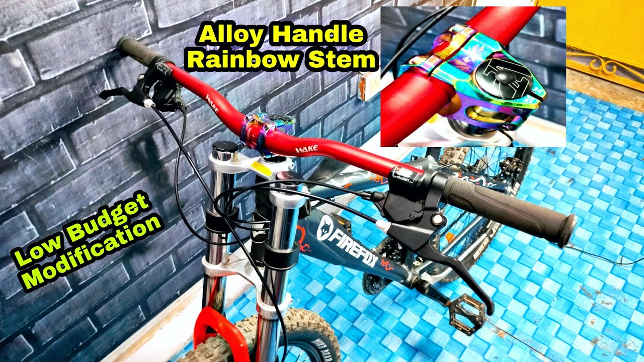Install Aluminum Alloy 780 Handle bar And Rainbow Short Stem in MTB  Stunt Cycle. #freestyle #cycle
