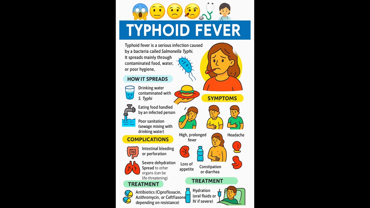 ⚠️ Typhoid Fever: Causes, Symptoms, Treatment & Prevention Explained!  #shortsfeed #shorts