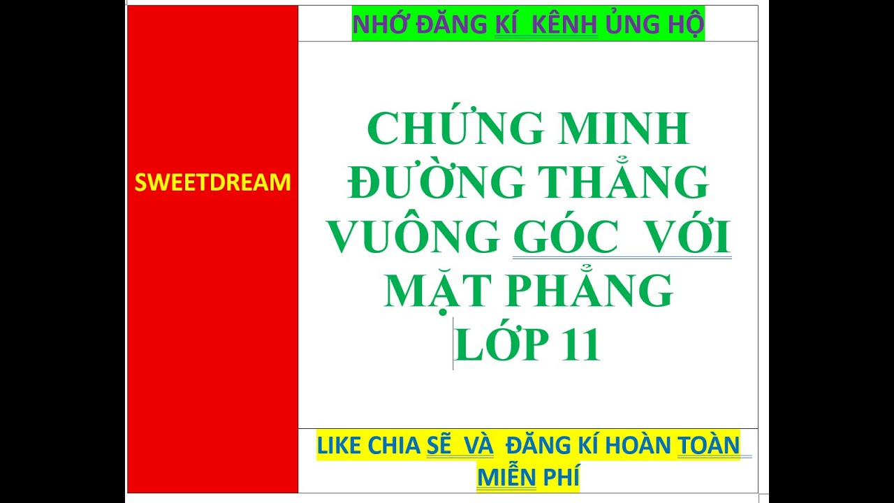 CHỨNG MINH ĐƯỜNG THẲNG VUÔNG GÓC  VỚI MẶT PHẲNG HÌNH HỌC KHÔNG GIAN