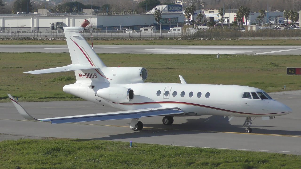 Dassault Falcon 50EX | Private owner | M-ODUS | Taking-off from Cannes [4K]