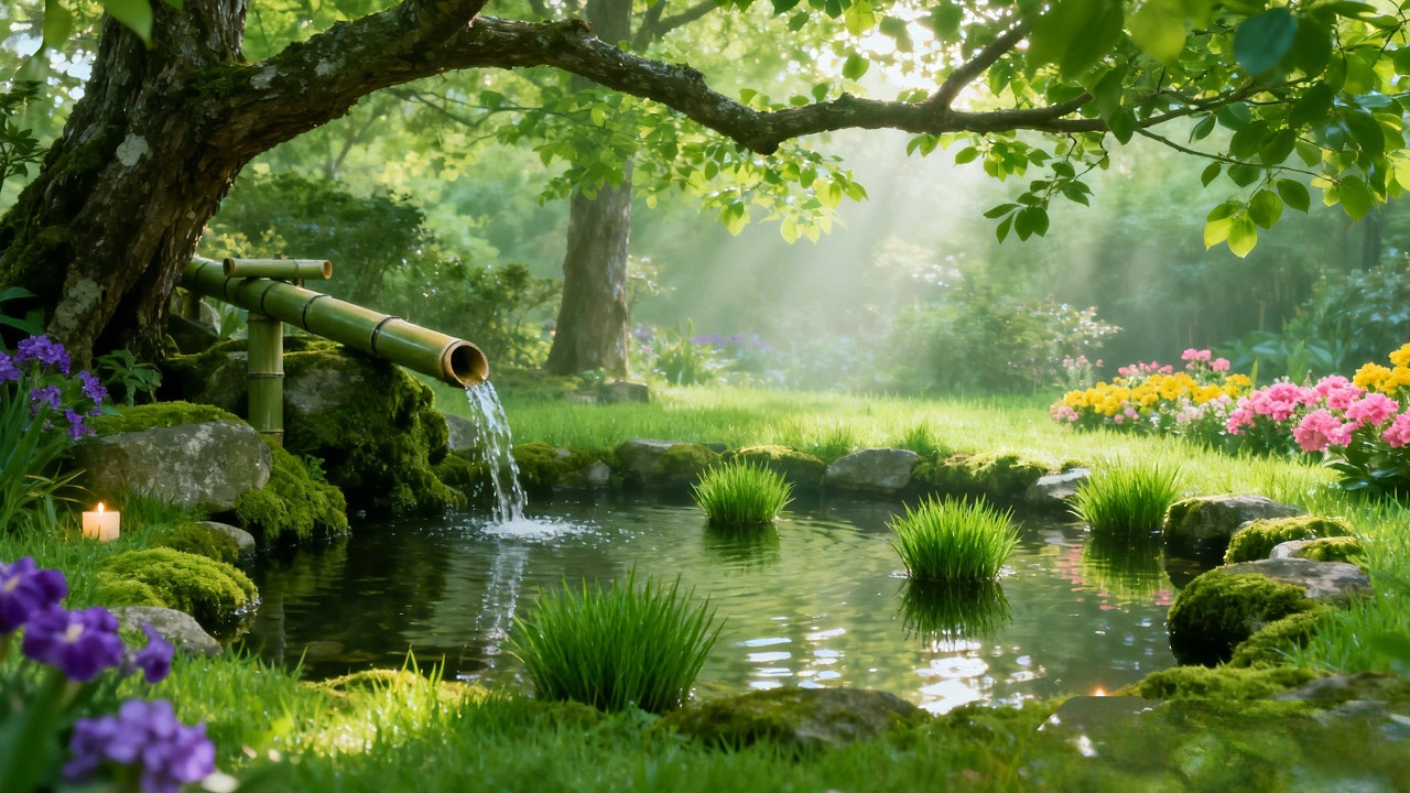 Bamboo Water Sounds & Deep Sleep Music 🌿 Natural Relaxation for Stress & Anxiety Relief