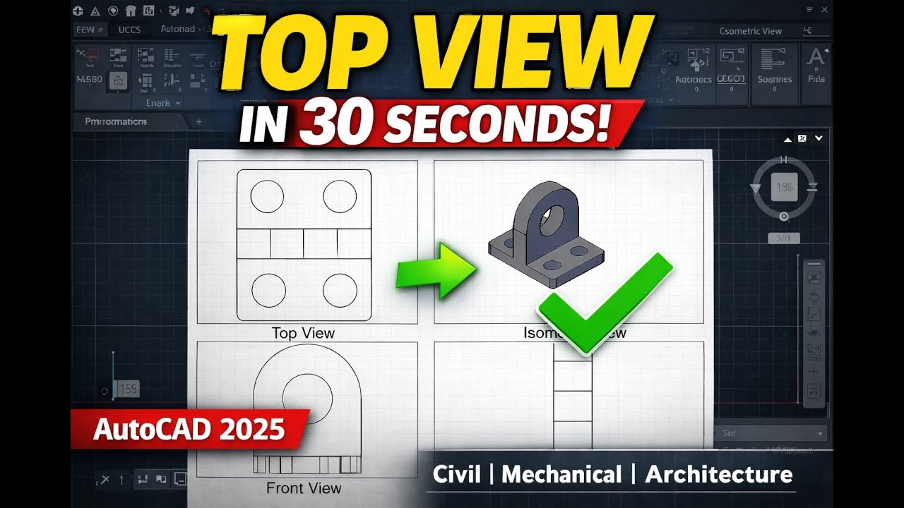 How to Show Top View in AutoCAD 2025 | Professional Engineering Method