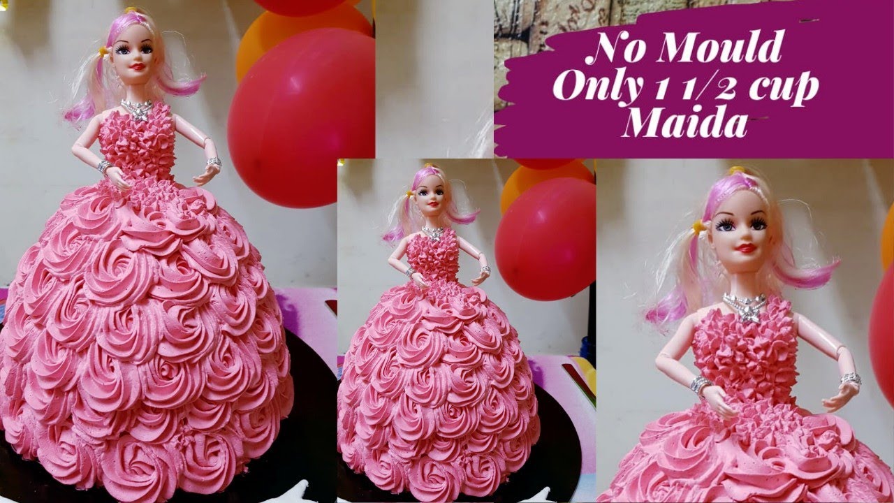 Barbie Cake | How To Make Doll Cake at Home | No Mould Doll | cake Tutorial