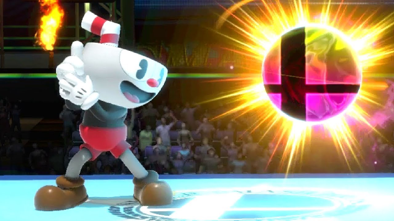 Cuphead All Victory Poses, Final Smash, Taunts + Bosses in Smash Bros. Ultimate