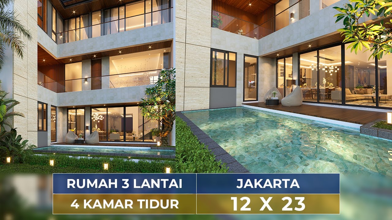 DESAIN RUMAH MODERN DENGAN 4 KAMAR TIDUR DI JAKARTA! ADA SWIMMING POOL & RUANG BERMAIN!-JASA DESAIN