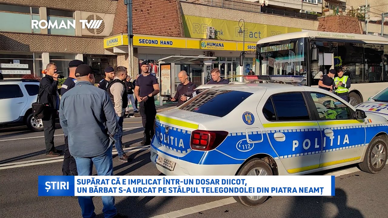 Supărat că e implicat într-un dosar DIICOT, un bărbat s-a urcat pe stâlpul telegondolei