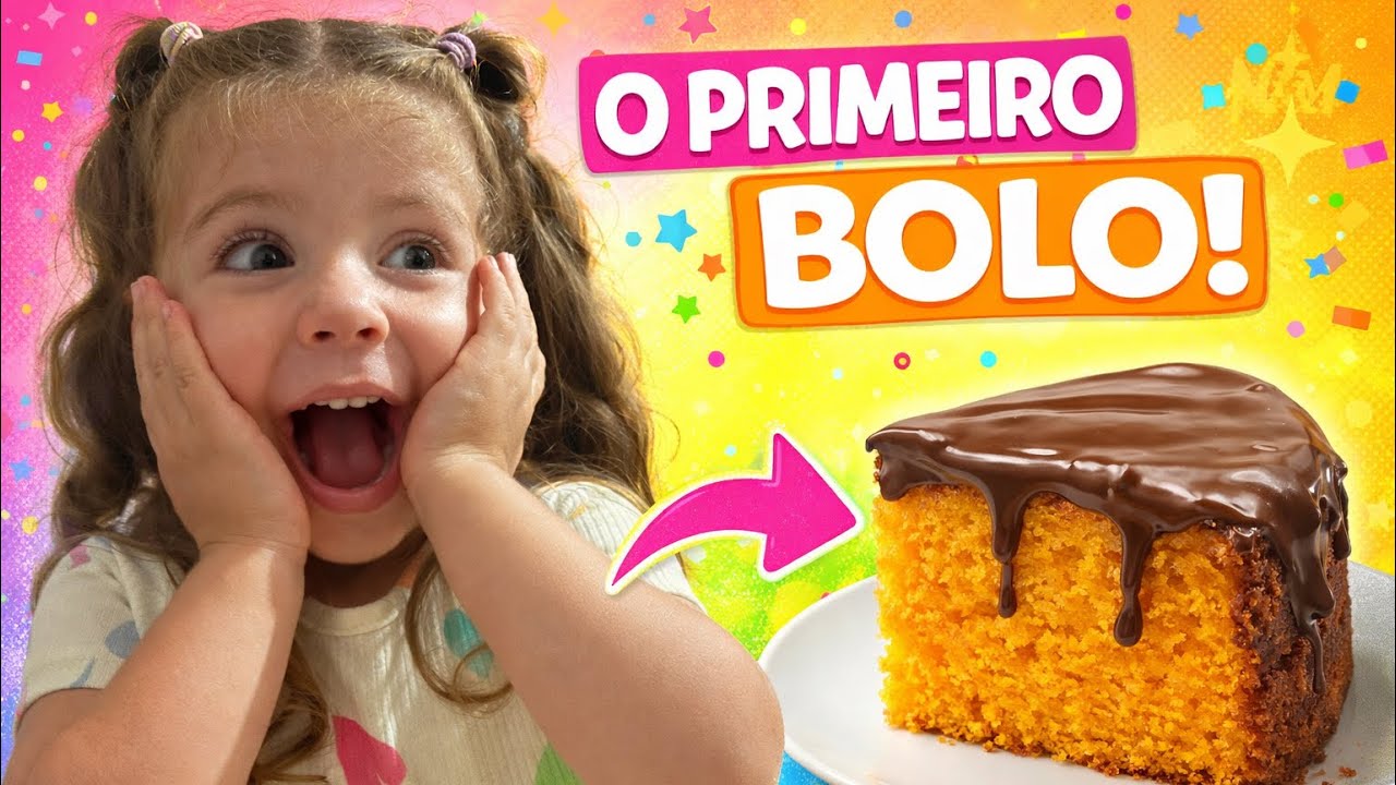 Bela Brincando Muito Fazendo Seu Primeiro Bolo Com a Mamãe.