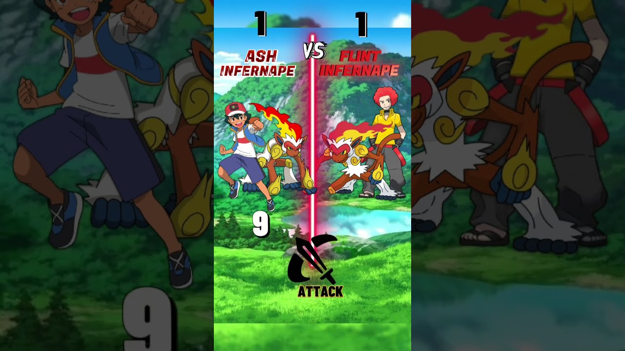 Ash Infernape🥵 Vs Flint Infernape🔥 || PokeUltra D #pokemon #infernape
