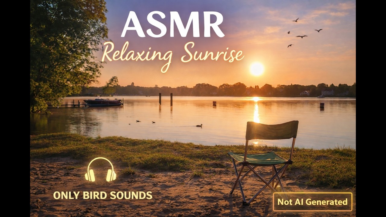 ASMR Relaxing Sunrise by the Lake 🌅  Bird Sounds Only 🐦  No Music • No Talking • Not AI Generated