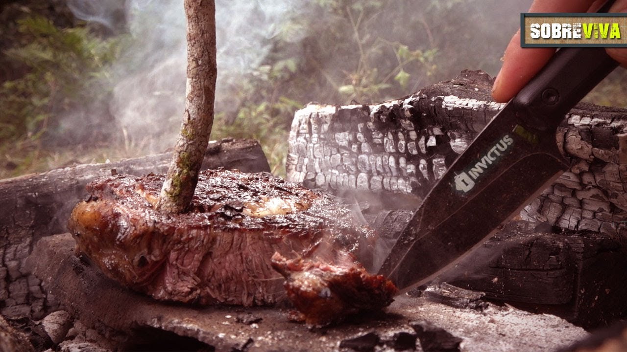 Churrasco no mato: Bifão amanteigado na pedra! - Sobreviva Ep.25