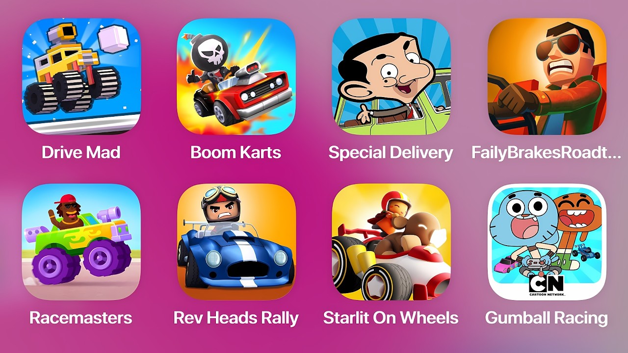 Drive Mad, Boom Karts, Special Delivery, Faily Brakes Roadtrip, Racemasters, Rev Heads Rally, Starli