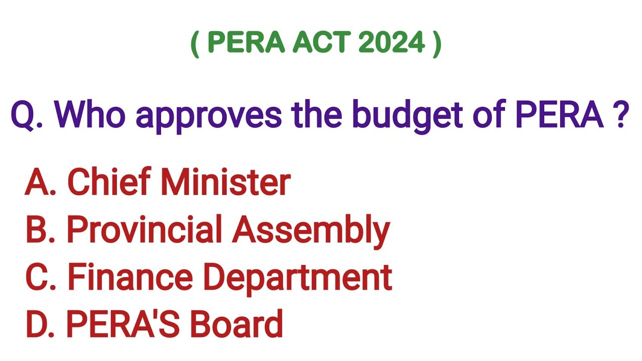 PERA Repeated Question || PERA Act 2024 || Important MCQS Punjab Enforcement & Regulatory Authority